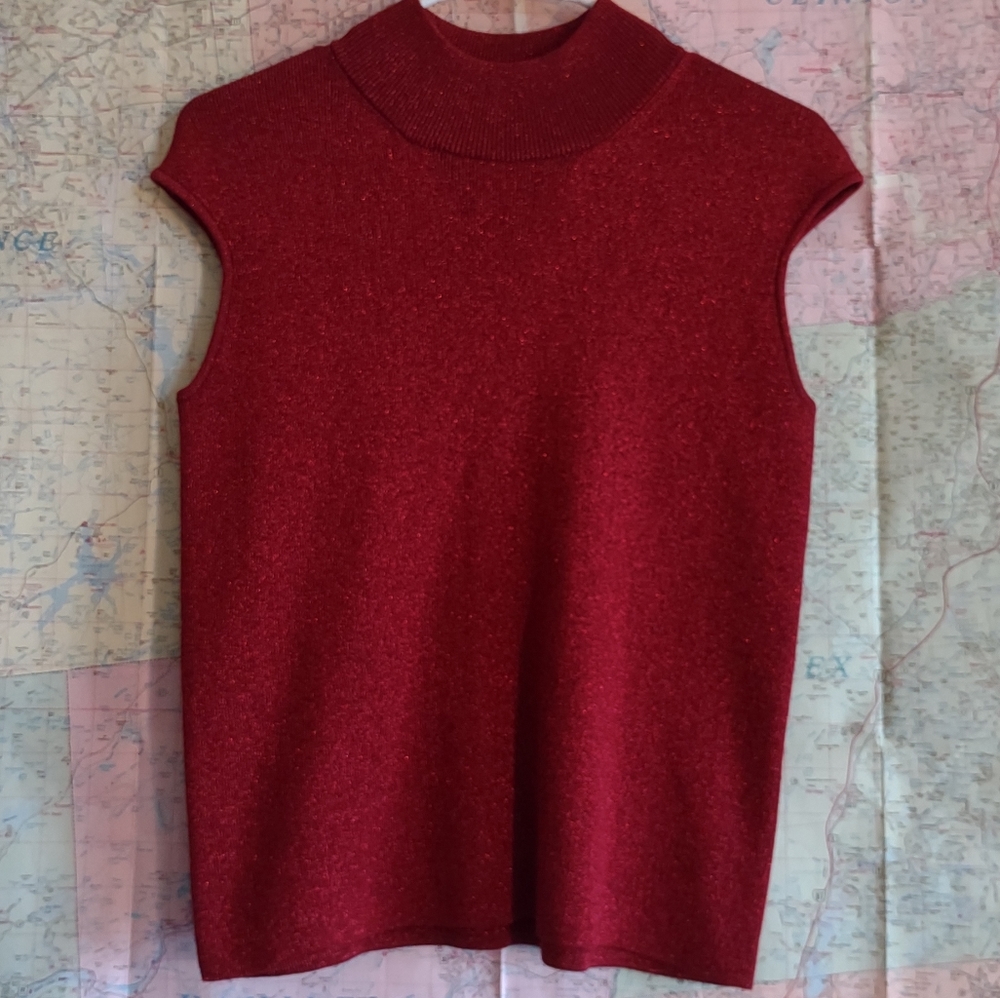 Coldwater Creek metallic red cap sleeve top!